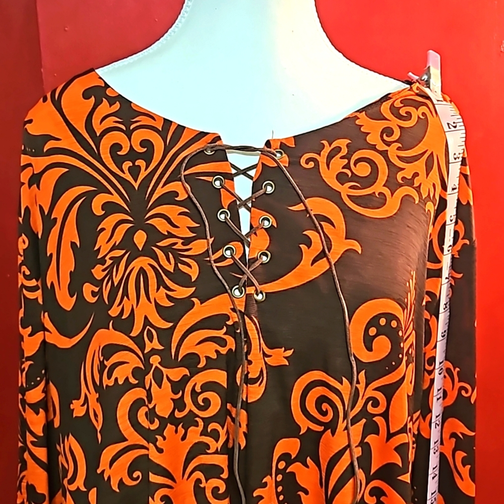 Dark Brown & Orange Dress Shirt